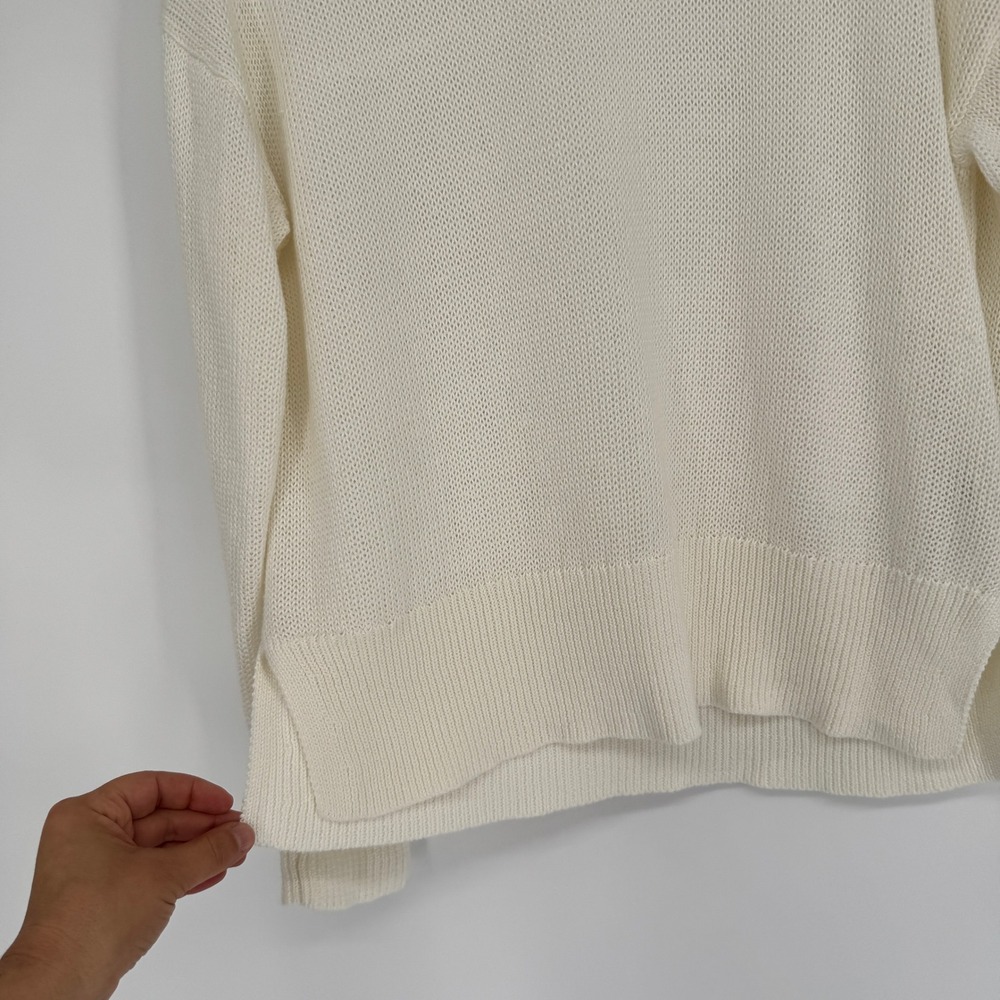 J.Crew Linen Cotton Knit Beach Sweater Womens S Cream Coastal Crewneck Slouchy - Picture 4 of 14
